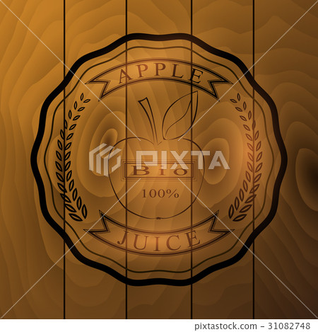 The sticker on the wooden background. 31082748