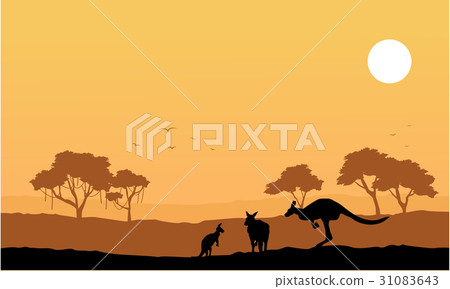 Collection kangaroo on the hill scenery 31083643