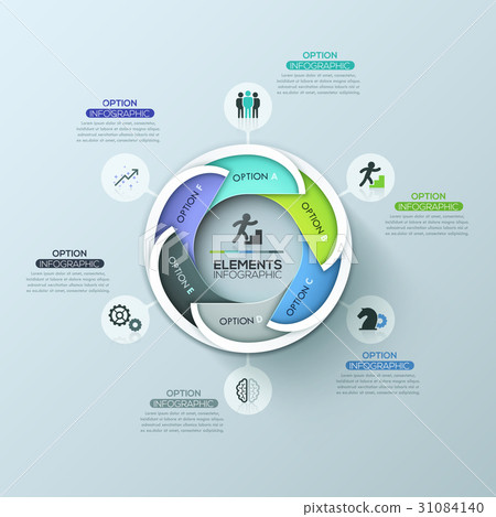 Modern circular infographic design layout with 6 Modern circular infographic design layout with 6 31084140