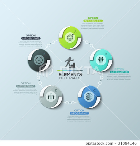 Circular diagram with 5 round elements connected - Stock Illustration ...