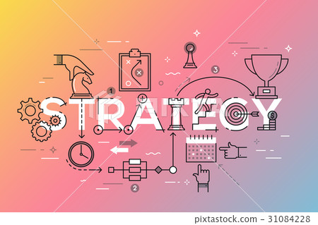 Thin line flat design banner of business and - Stock Illustration ...