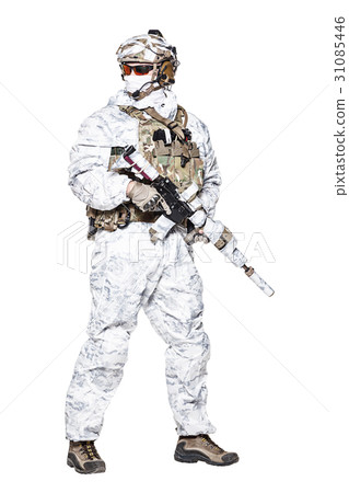 Special forces operator in winter camo clothes 31085446