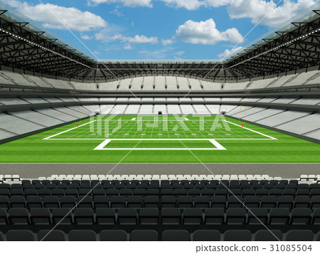 Modern American football stadium with white seats 31085504