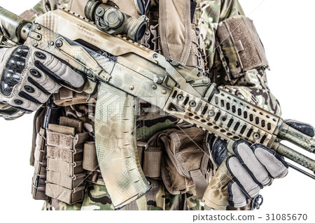 Kalashnikov assault rifle on white background 31085670