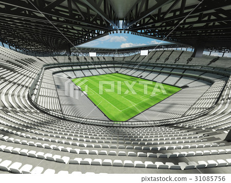 Large soccer football Stadium with white seats 31085756