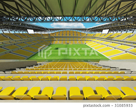 Large soccer football Stadium with yellow seats Large soccer football Stadium with yellow seats 31085933