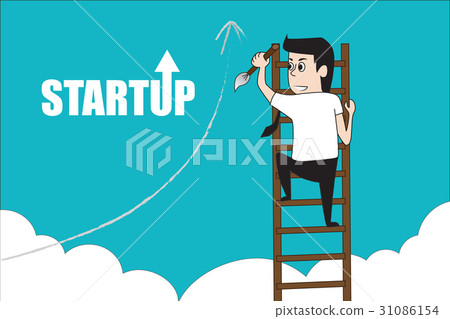 Man climbing stair entrepreneurship concept. 31086154