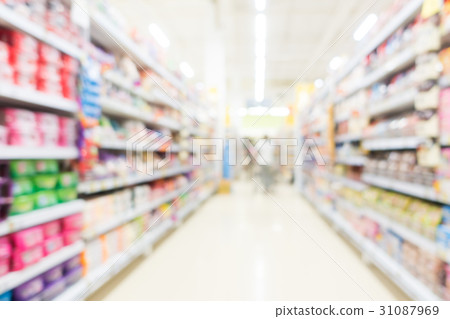 Abstract blur and bokeh supermarket and discount store interior 31087969