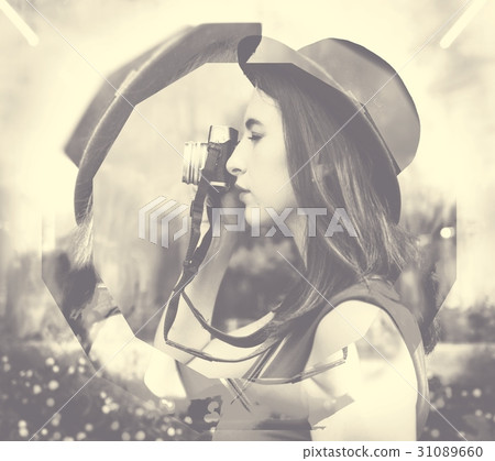 Woman photographer focus for snap shot 31089660