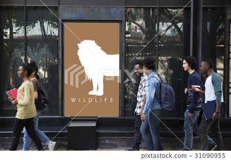 Animal Wildlife Word with Lion Graphic 31090955