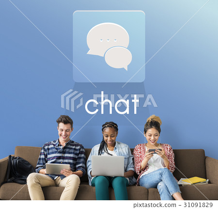 People Laptop Chat Conversation Bubble Graphic People Laptop Chat Conversation Bubble Graphic 31091829