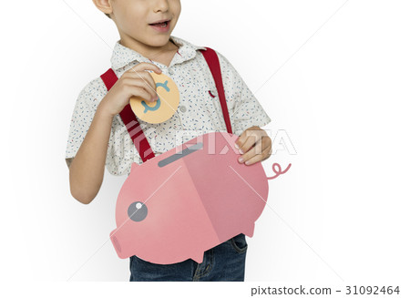 A Boy Saving Money Background Studio Portrait A Boy Saving Money Background Studio Portrait 31092464