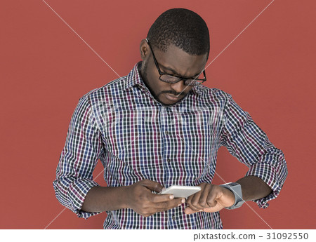 African descent is using smartphone African descent is using smartphone 31092550