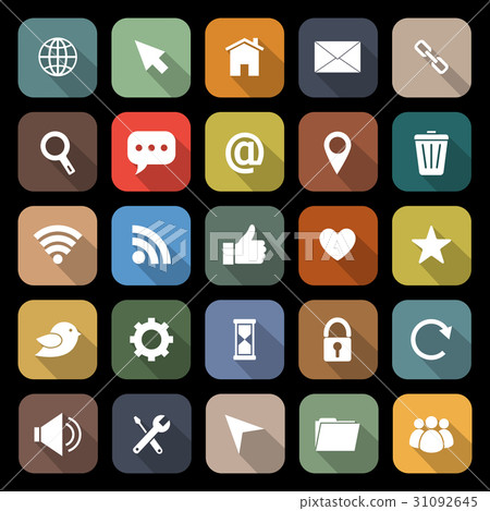 Website flat icons with long shadow Website flat icons with long shadow 31092645