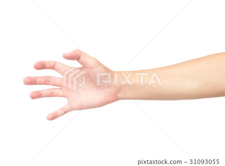 Man hand on white background with clipping path 31093055