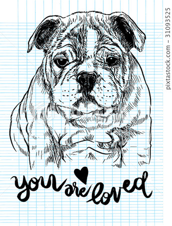 Vector illustration of a hand drawn cute dog - Stock Illustration ...
