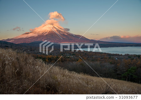 Fuji mountain and Yamanakako lake in autumn season 31093677