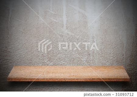 Empty top of natural stone shelves and stone wall  31093712