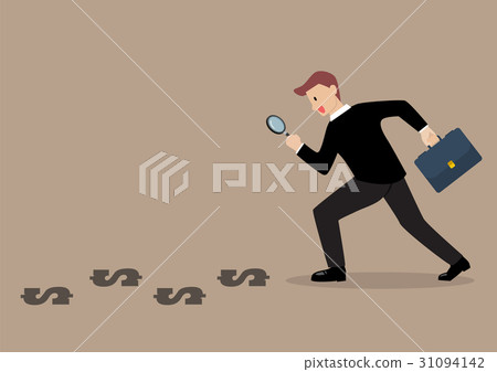 Detective businessman finding money Detective businessman finding money 31094142