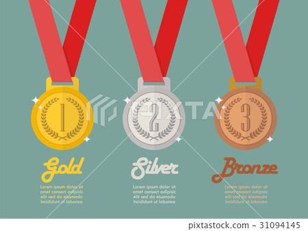 Gold silver and bronze medals infographic 31094145