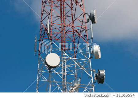 Telecommunication tower under blue sky 31100554