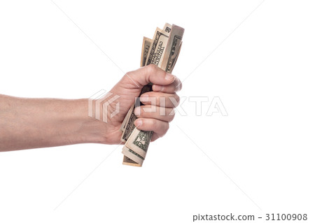 Male hand squeezing tightly some banknotes Male hand squeezing tightly some banknotes 31100908