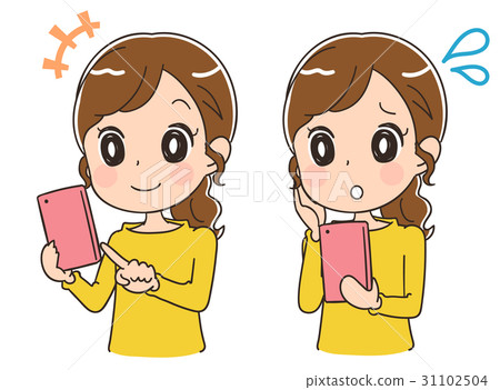 Illustration of a woman using a smartphone Illustration of a woman using a smartphone 31102504