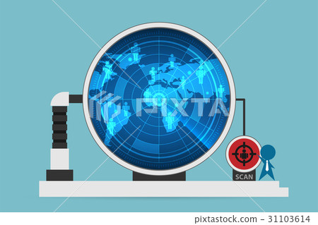 businessman use digital radar to scan man symbols businessman use digital radar to scan man symbols 31103614