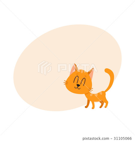 Cute funny sweet red cat character eyes closed 31105066