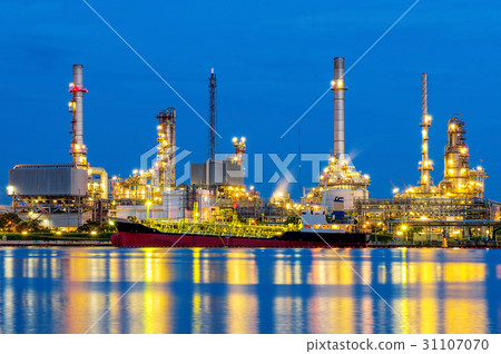 Oil refinery at night in Bangkok, Thailand. 31107070