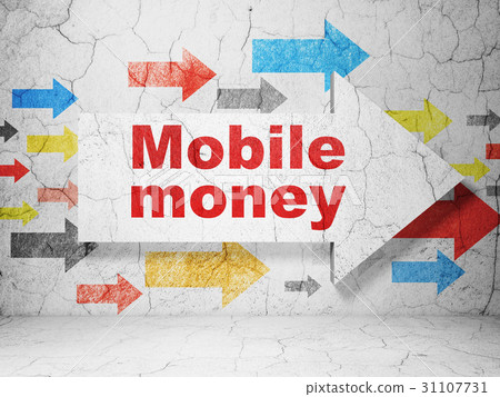 Banking concept: arrow with Mobile Money on grunge Banking concept: arrow with Mobile Money on grunge 31107731