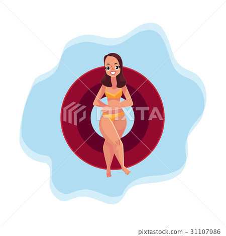 Pretty girl, woman in bikini resting on floating Pretty girl, woman in bikini resting on floating 31107986