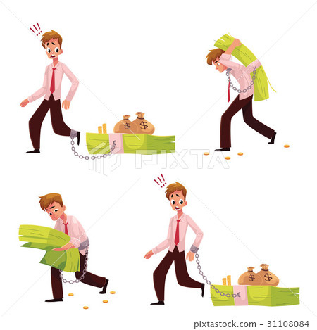 Man chained to, carrying, holding bundle of Man chained to, carrying, holding bundle of 31108084