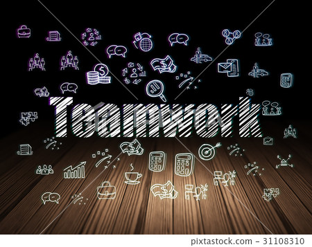 Finance concept: Teamwork in grunge dark room 31108310