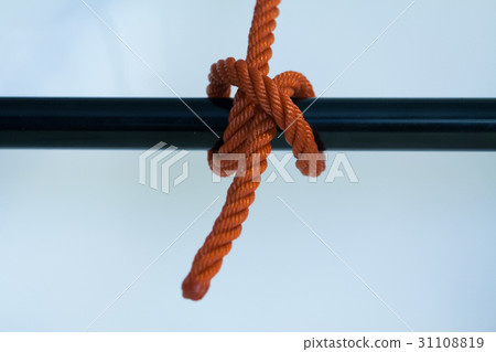 Clove hitch knotted on a white background. Clove hitch knotted on a white background. 31108819