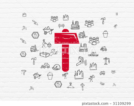 Constructing concept: Hammer on wall background 31109299