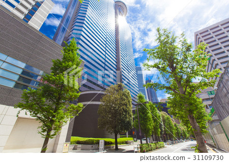 Landscape of an office town with a street tree 31109730