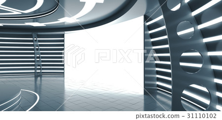 Abstract futuristic interior with glowing panel Abstract futuristic interior with glowing panel 31110102