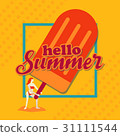 Hello summer,Woman with Ice cream, Orange tone 31111544