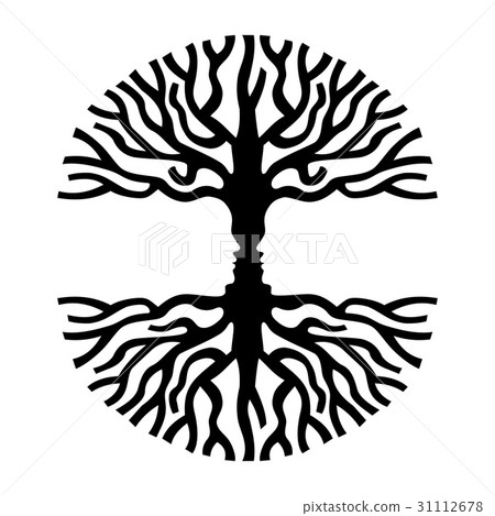Men faces in tree silhouette optic art symbol Men faces in tree silhouette optic art symbol 31112678
