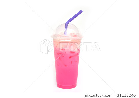 pink milk sweet drink isolated on white background pink milk sweet drink isolated on white background 31113240