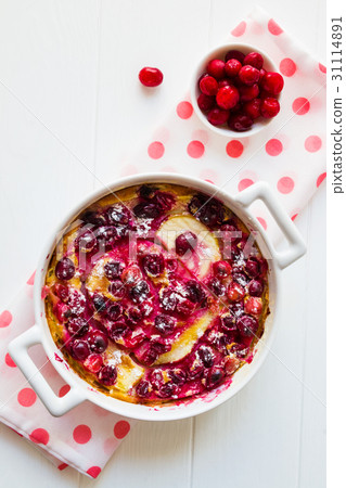 French fruit dessert clafoutis with cranberries French fruit dessert clafoutis with cranberries 31114891