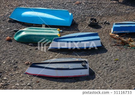 Green Lagoon at El Golfo with fishing boats Green Lagoon at El Golfo with fishing boats 31116733