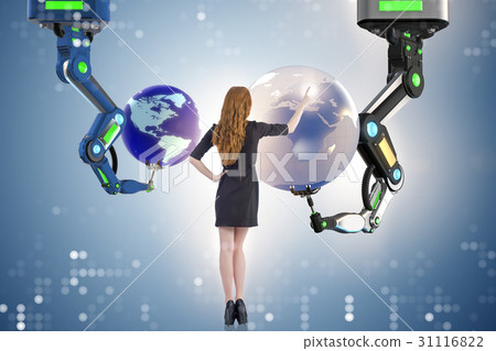Businesswoman in futuristic global business Businesswoman in futuristic global business 31116822