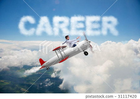 Businessman flying in career concept Businessman flying in career concept 31117420
