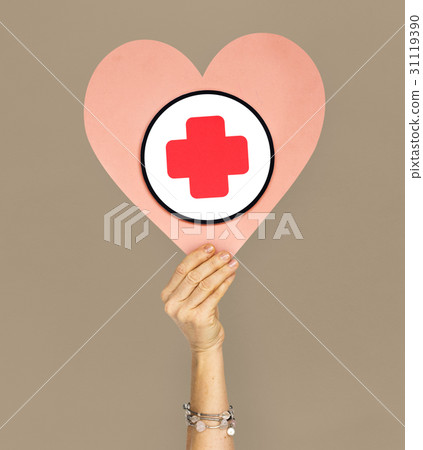 Human Hand Holding Heart Red Cross Human Hand Holding Heart Red Cross 31119390