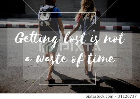 Friends Travel Backpacker Journey with Quote Graphic 31120737