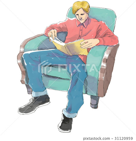 坐在椅子的年輕人讀 坐在椅子的年輕人讀 31120959
