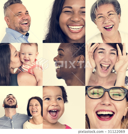 Collage of people with laughing face expression Collage of people with laughing face expression 31122069