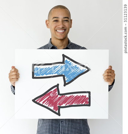 Man Hands Hold Show Blank Paper Board 31123139